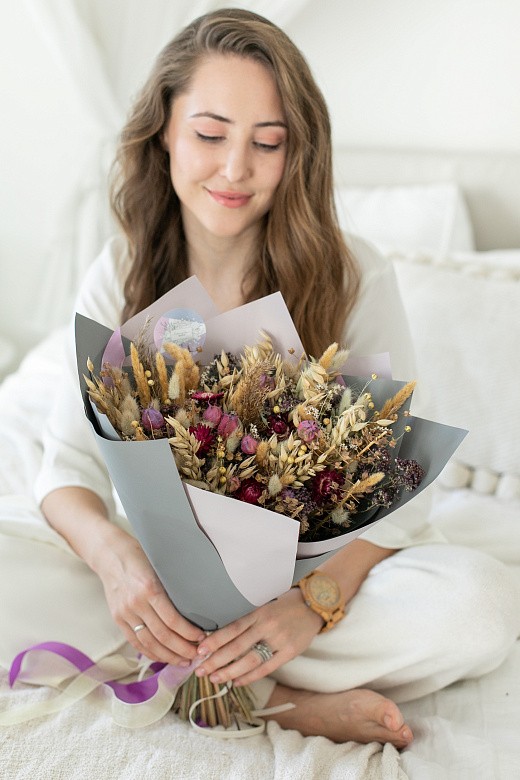 Букет из сухоцветов в фиолетовых тонах. | Блог лавандового фермера