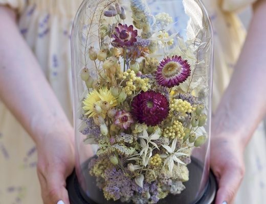 bb75fcf1ca36b7a9d085db153aa0f906 Фото яркого клоша из сухоцветов в интерьер.