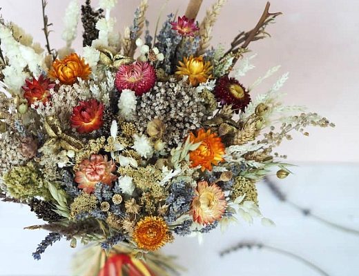 f00895a26631896fcd43c4cbbdb33e11 Описание и размеры букета из сухоцветов в подарок.