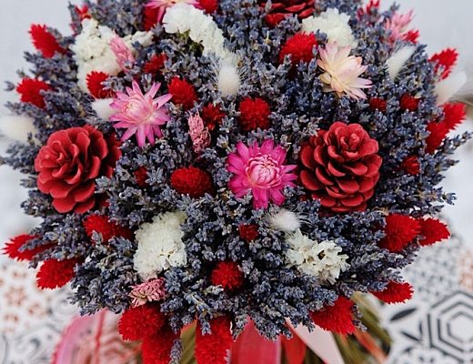 5896c96526e68c8a573b14ad65411ec8 Описание и размеры букета из сухоцветов.