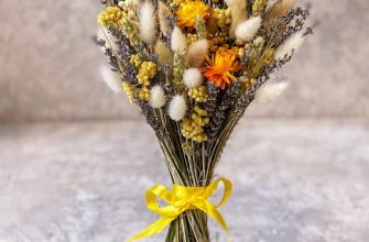 Яркий букет из сухоцветов в желтой цветовой гамме. 27 cb78fae99d8bfb59574285b817977e21 Описание и размеры букета из сухоцветов.